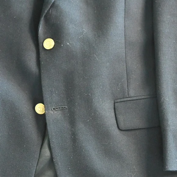 Wimbledon 40S Navy Blue‎ Hopsack Gold Button Mens Blazer Sport Coat Jacket